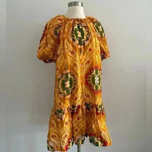 New Marie Oliver Greta Dress Marigold Trellis Sz M $338.00 - Picture 4 of 15